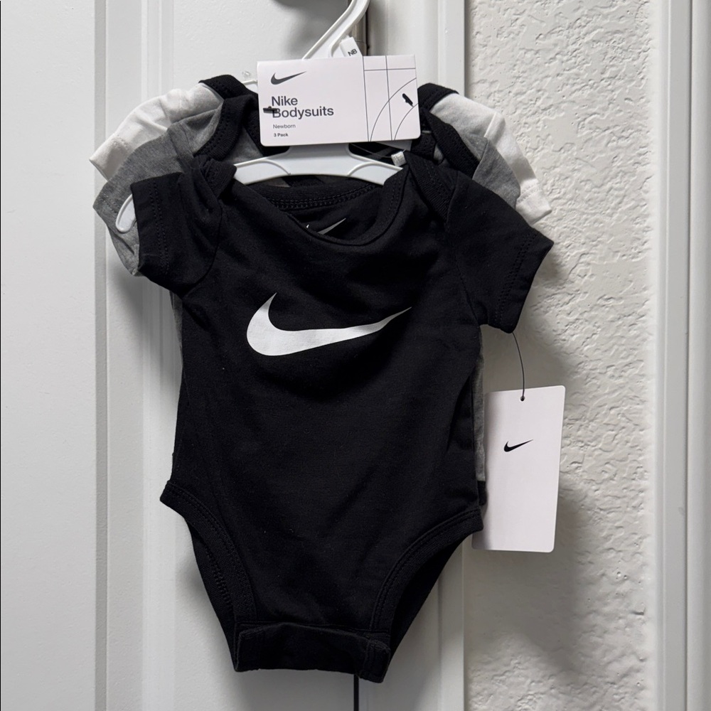 Nike Black and Gray Baby 3 Onsie Set